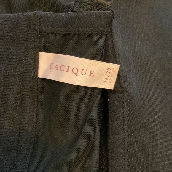 CACIQUE BUSTIER CORSET BLACK POLKA DOTS PINK BOW SEXY PLUS - Picture 5 of 8